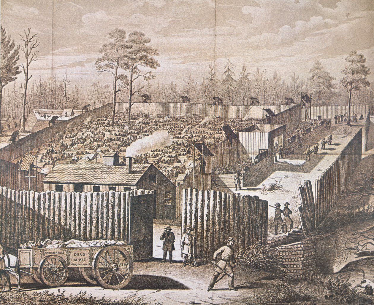 O Prisioneiro de Guerra de Andersonville (litho) de American School