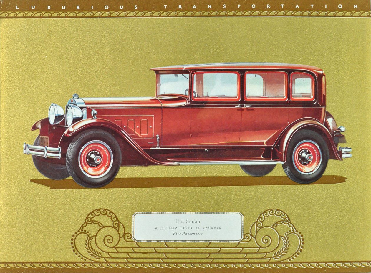 O Sedan, um oito personalizado da Packard, pub.1930 (litografia a cores) de American School