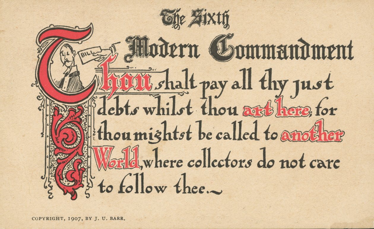 O sexto mandamento moderno (litografia a cores) de American School