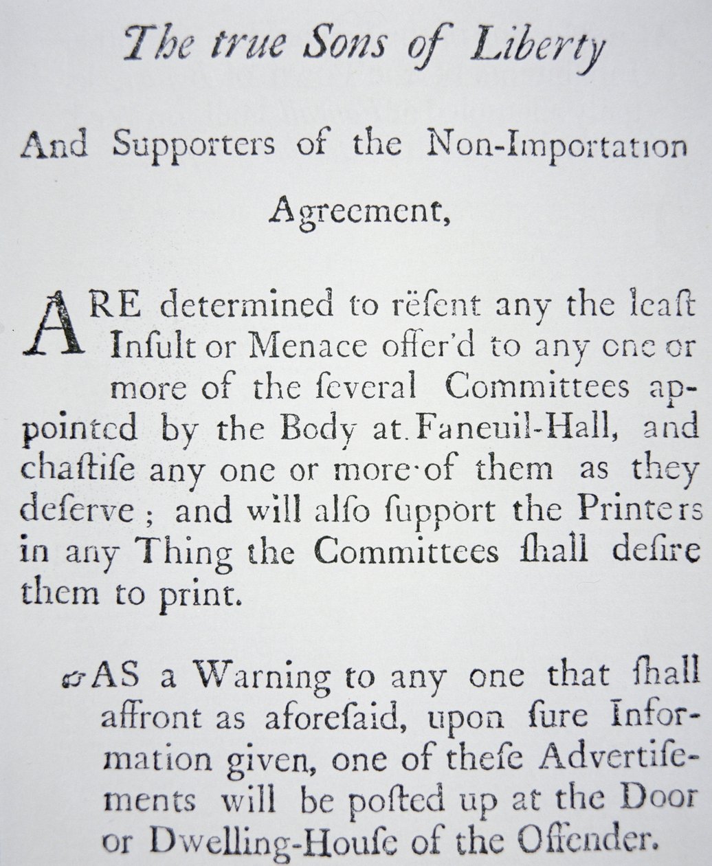 Os "Filhos da Liberdade", um movimento secreto fundado em 1765 em oposição aos impostos britânicos (litho) de American School