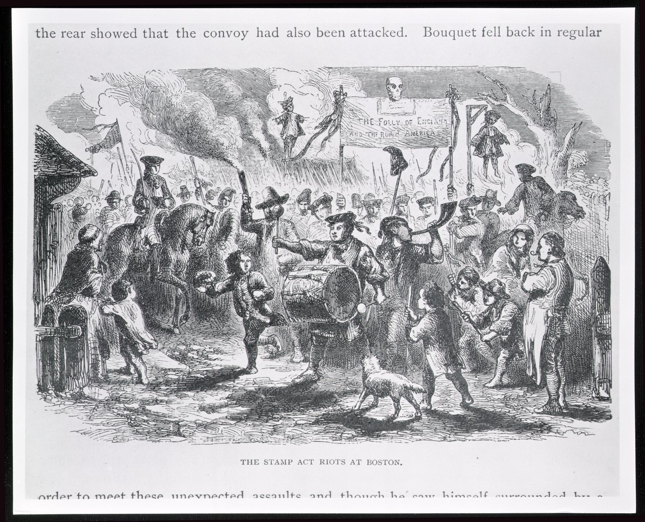 The Stamp Act Revoltas em Boston, 25 de agosto de 1765, de "História da Juventude dos Estados Unidos" por Ellis de American School