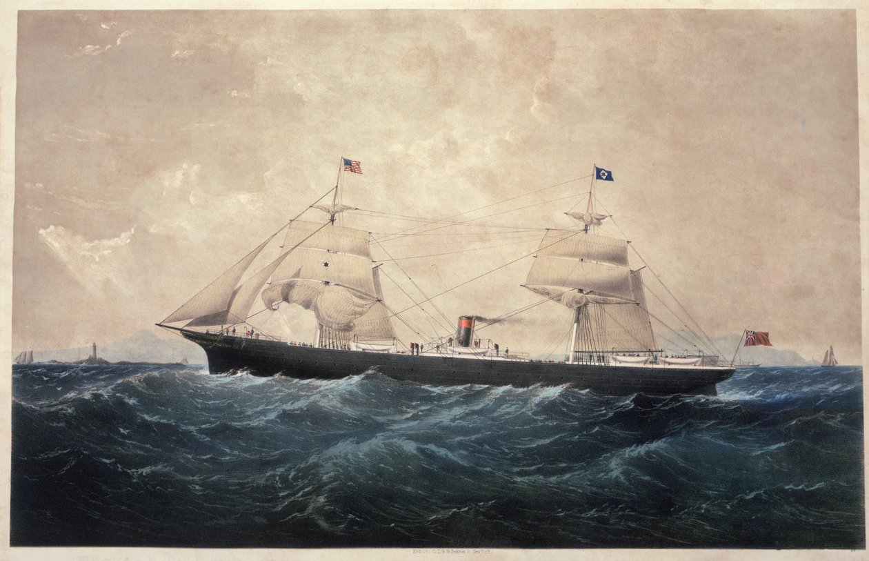 O Steamer Manhattan (óleo sobre tela) de American School