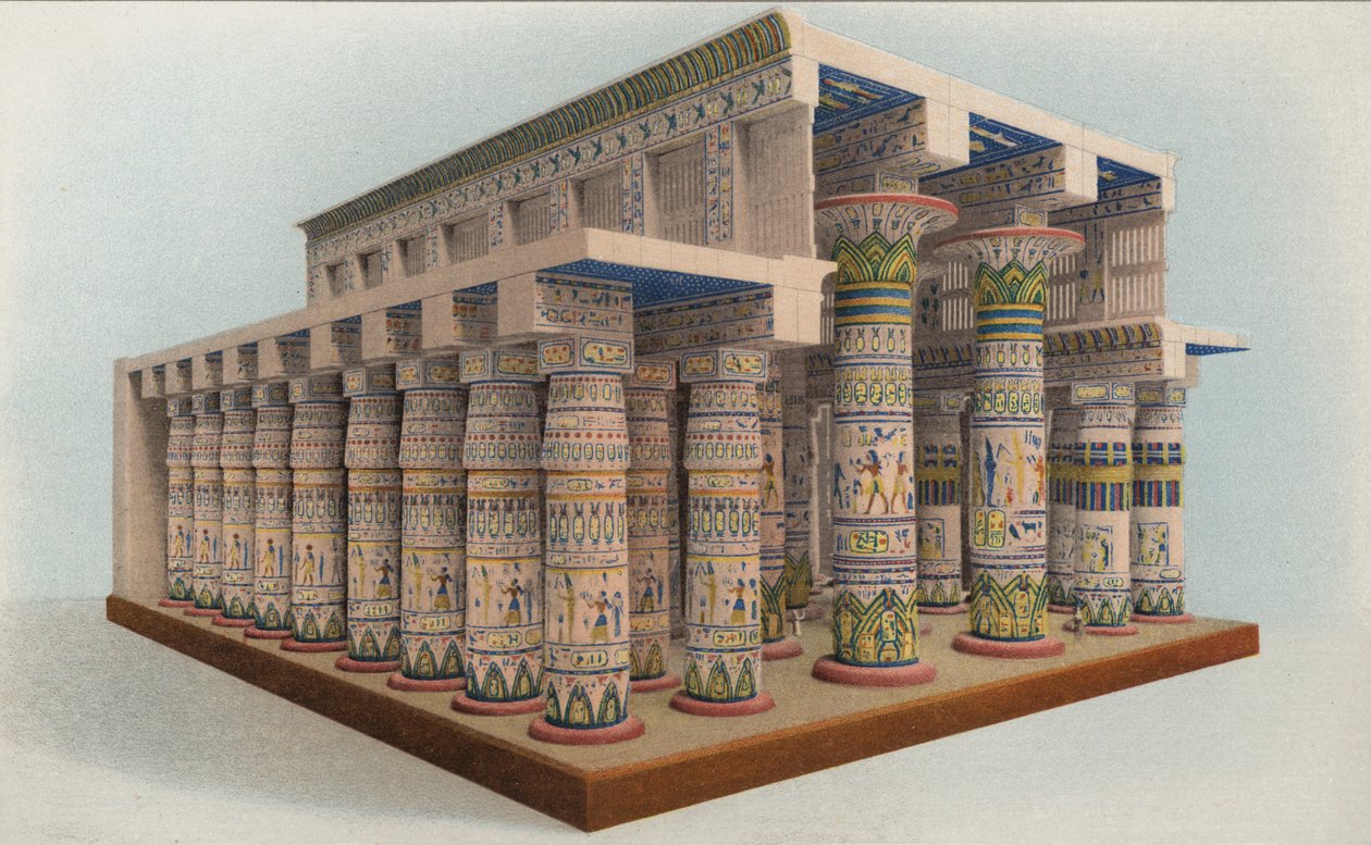 O Templo de Karnak, Egito (litografia a cores) de American School