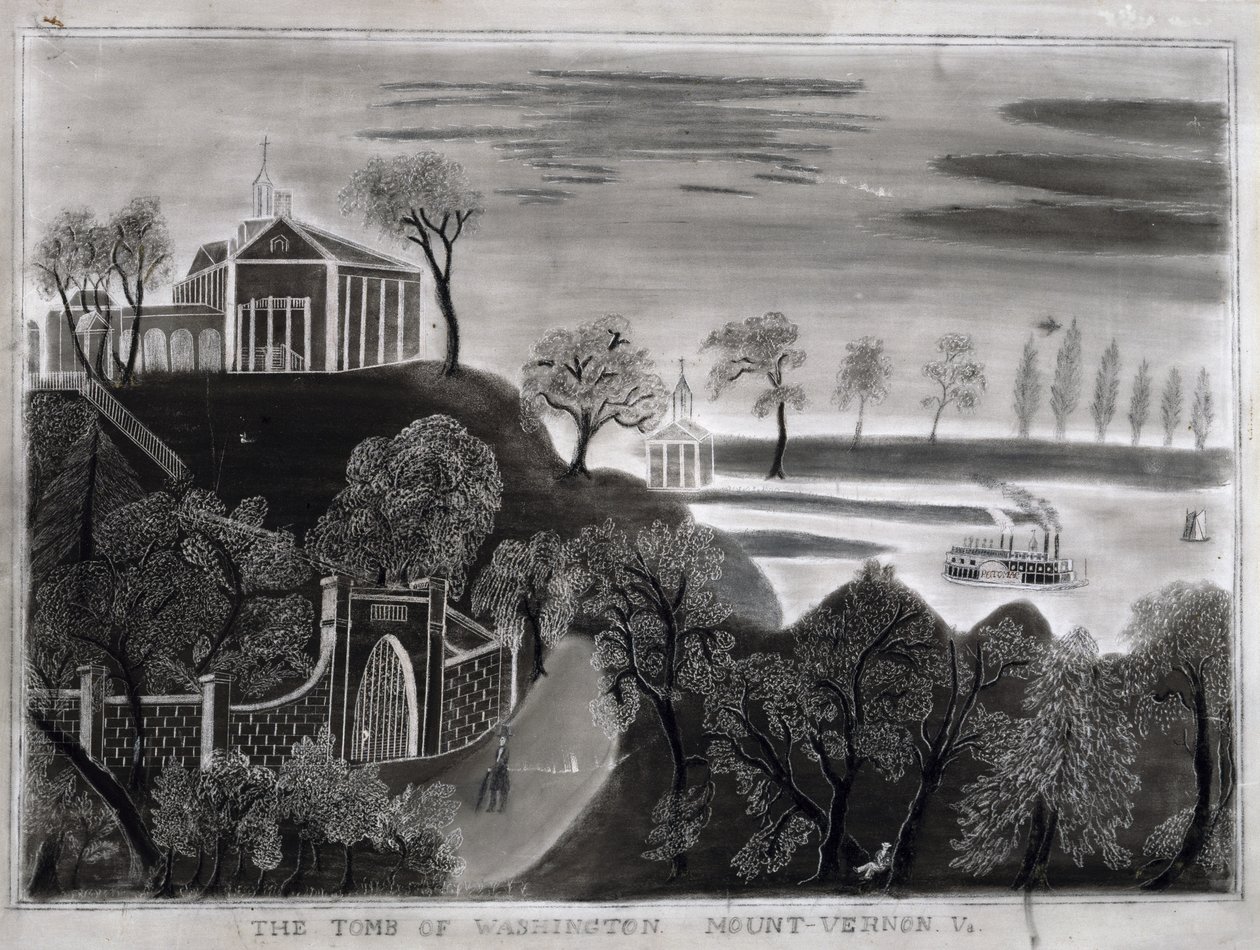 A tumba de Washington, Mount Vernon, Virgínia, após 1807 (grafite sobre lixa) de American School
