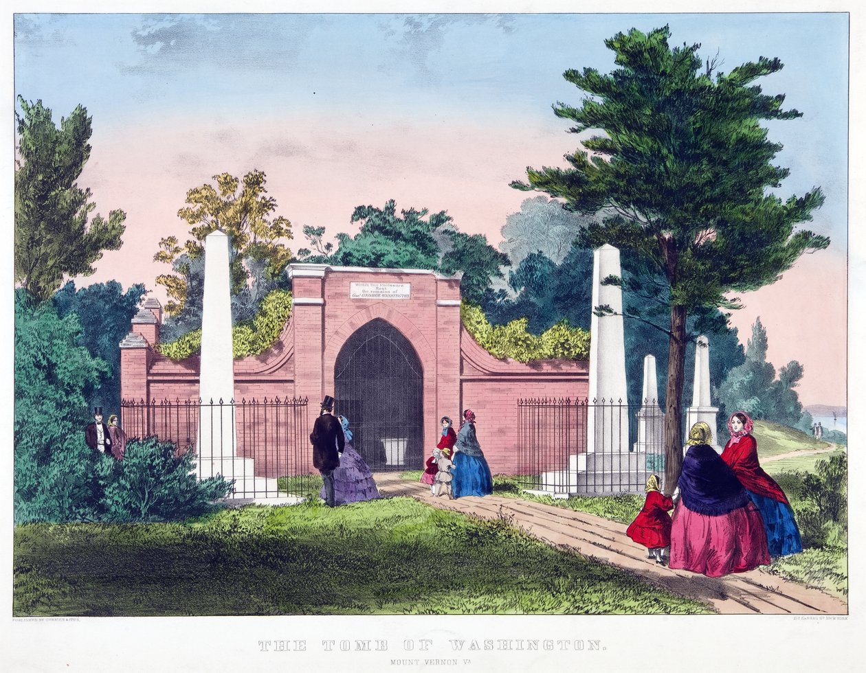 The Tomb of Washington, Mount Vernon, Va., pub. c.1857 (cor litho) de American School