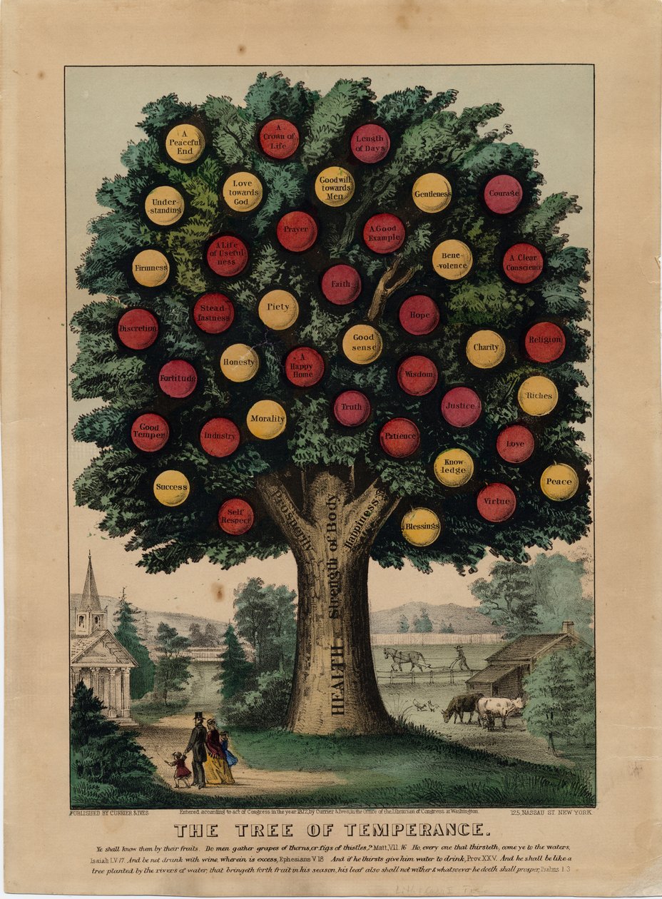 A Árvore da Temperança, pub. por Currier & Ives, 1872 de American School