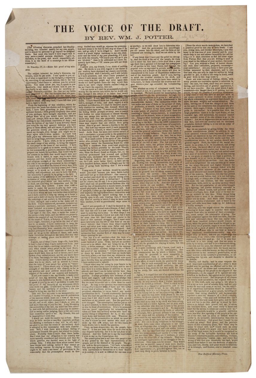 A voz do rascunho, 21 de julho de 1863 de American School