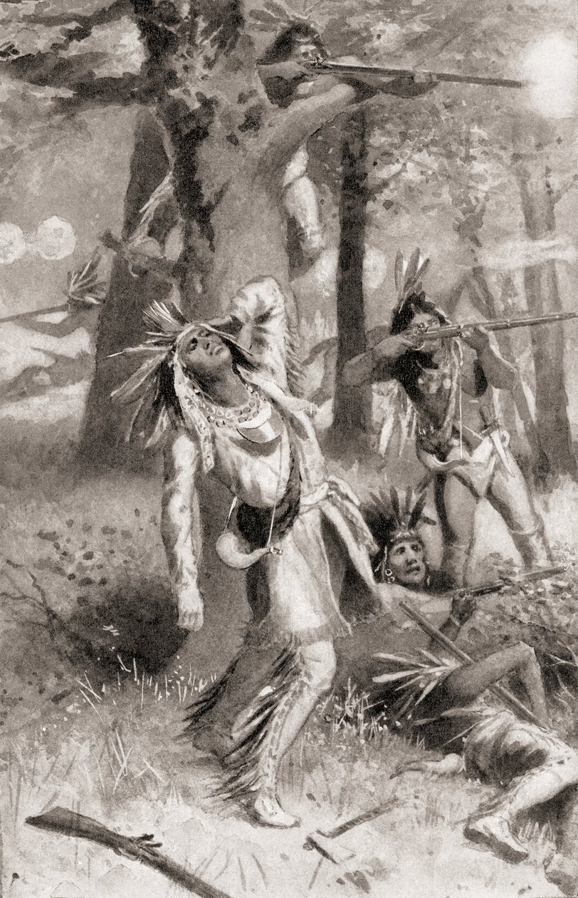 A morte de Tecumseh durante a Batalha do Tamisa, a 5 de outubro de American School
