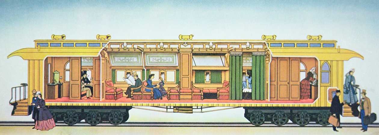 O primeiro carro de luxo Pullman Sleeping de American School