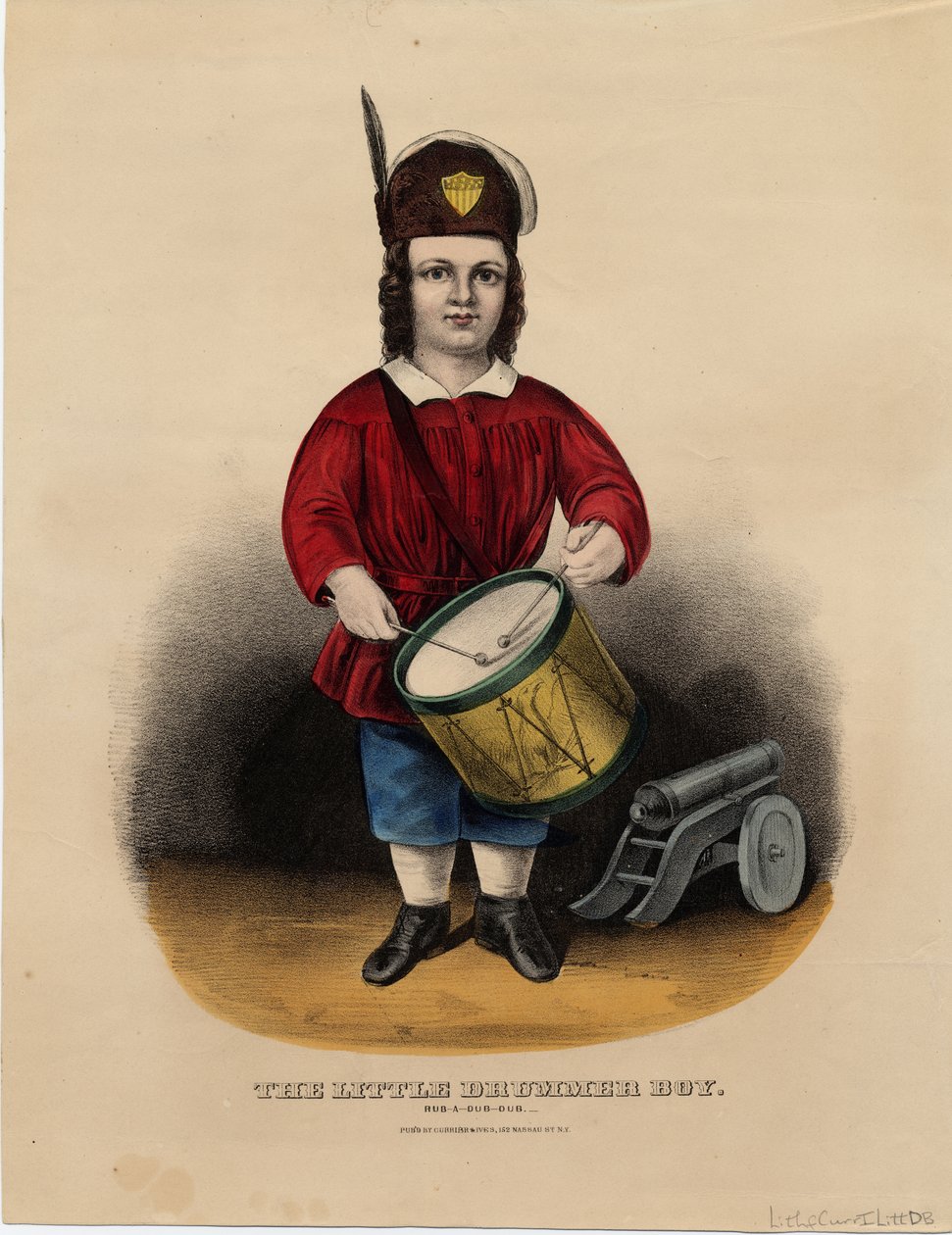 O pequeno menino baterista: rub-a-dub-dub, pub. por Currier & Ives, c.1860 de American School