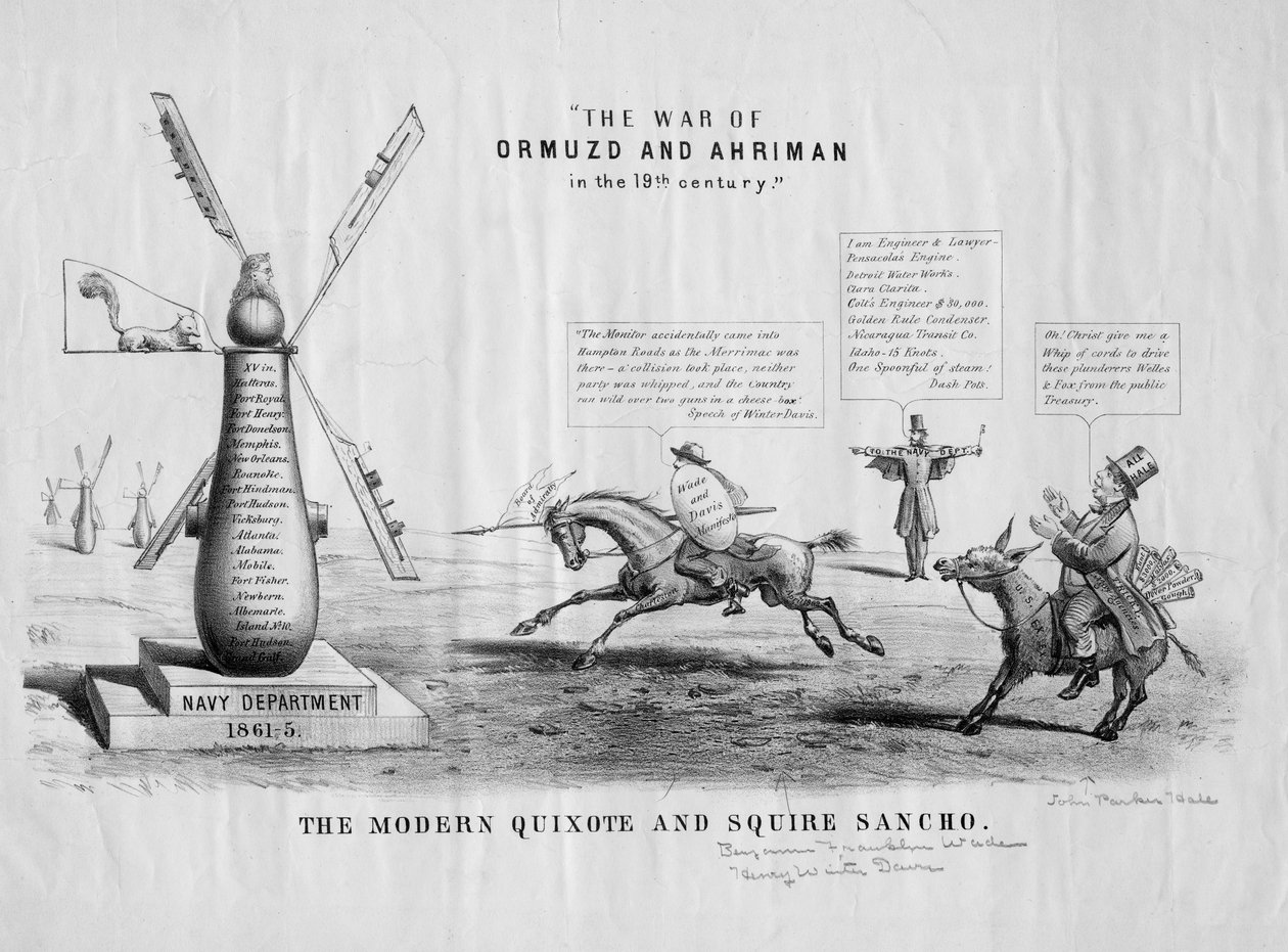 O moderno Quixote e o Escudeiro Sancho, c.1866 de American School