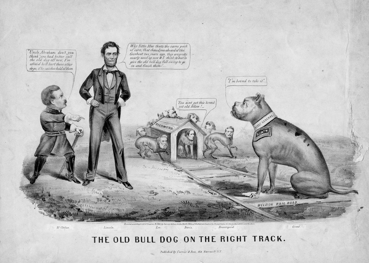 O velho cachorro de boi no caminho certo, publicado pela Currier & Ives, Nova York, 1864 de American School