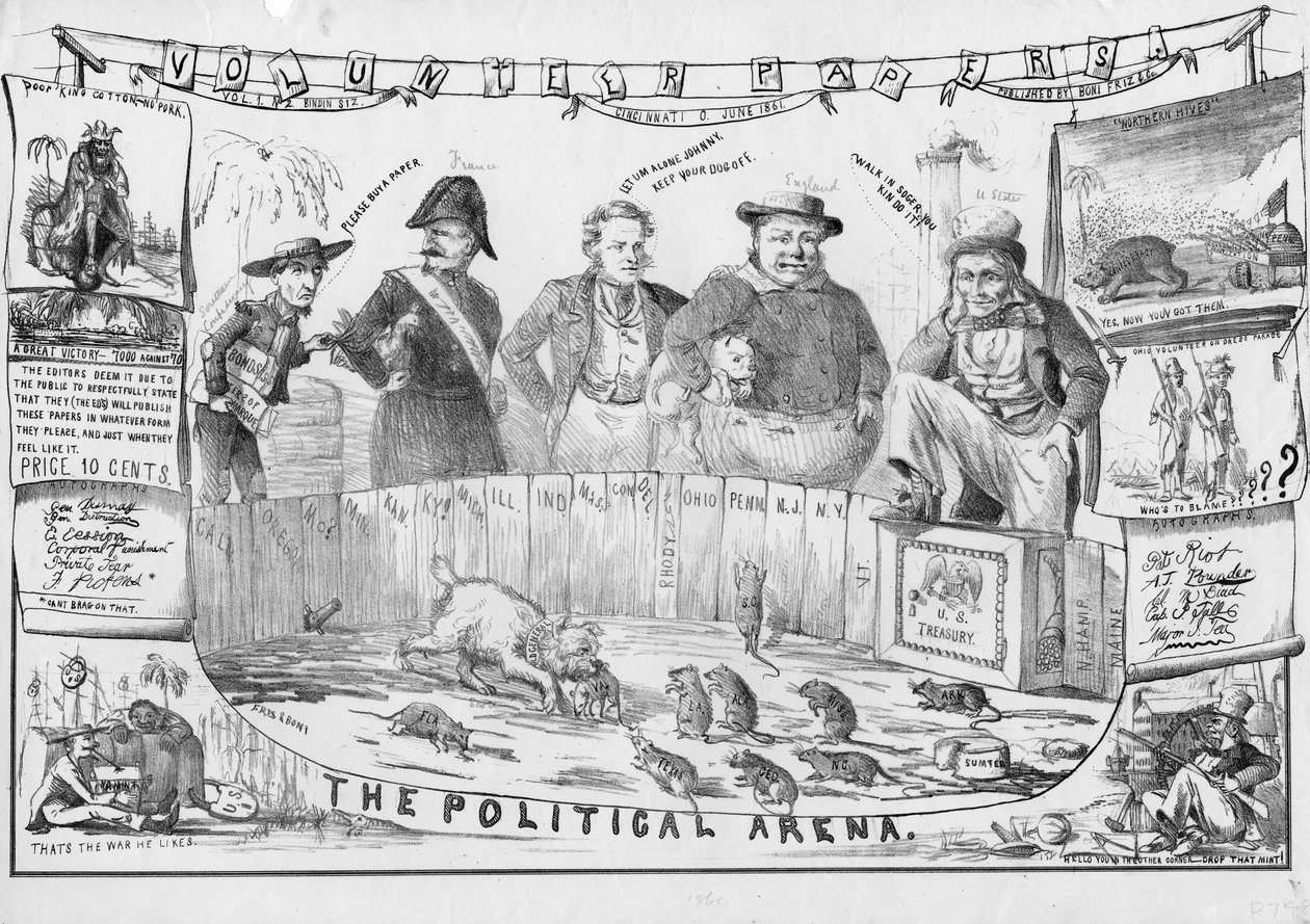 A arena política, possivelmente publicada em Cincinnati, c.1861 de American School