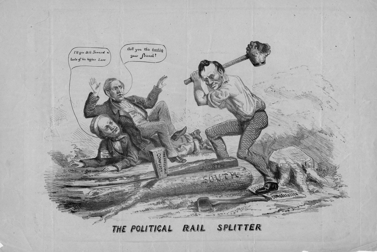 O divisor de trilho político, publicado por J Leach, Nova York, 1860 de American School
