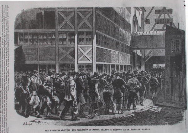 Os refinadores abandonaram a oficina dos Srs. Jeanty & Provost em la Villette, França, da Scientific American, 1870 de American School