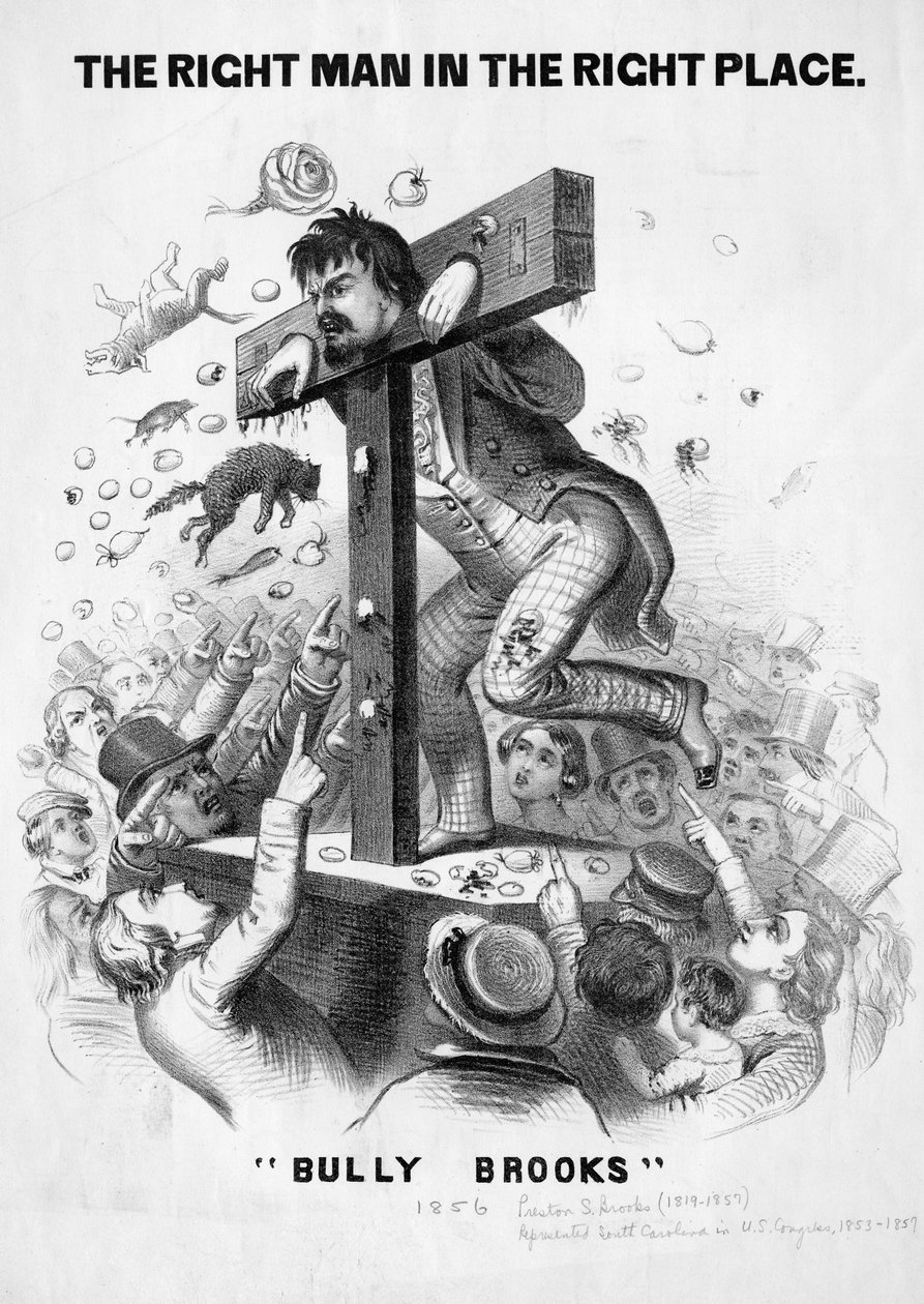 O homem certo no lugar certo Bully Brooks, c.1856 de American School