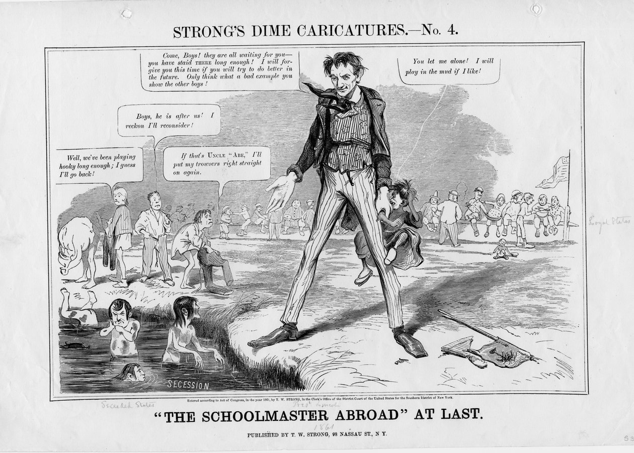 Finalmente o professor no exterior: Caricaturas de centavos, não. 4, publicado por TW Strong, New York, 1861 de American School