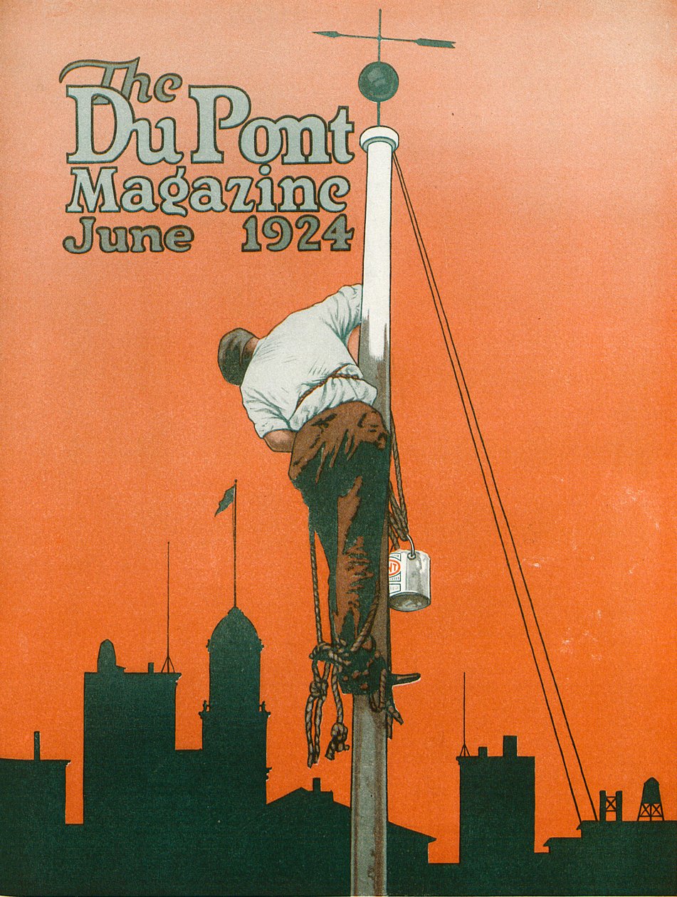 Não há tinta para todos os fins, capa da revista DuPont, junho de 1924 de American School