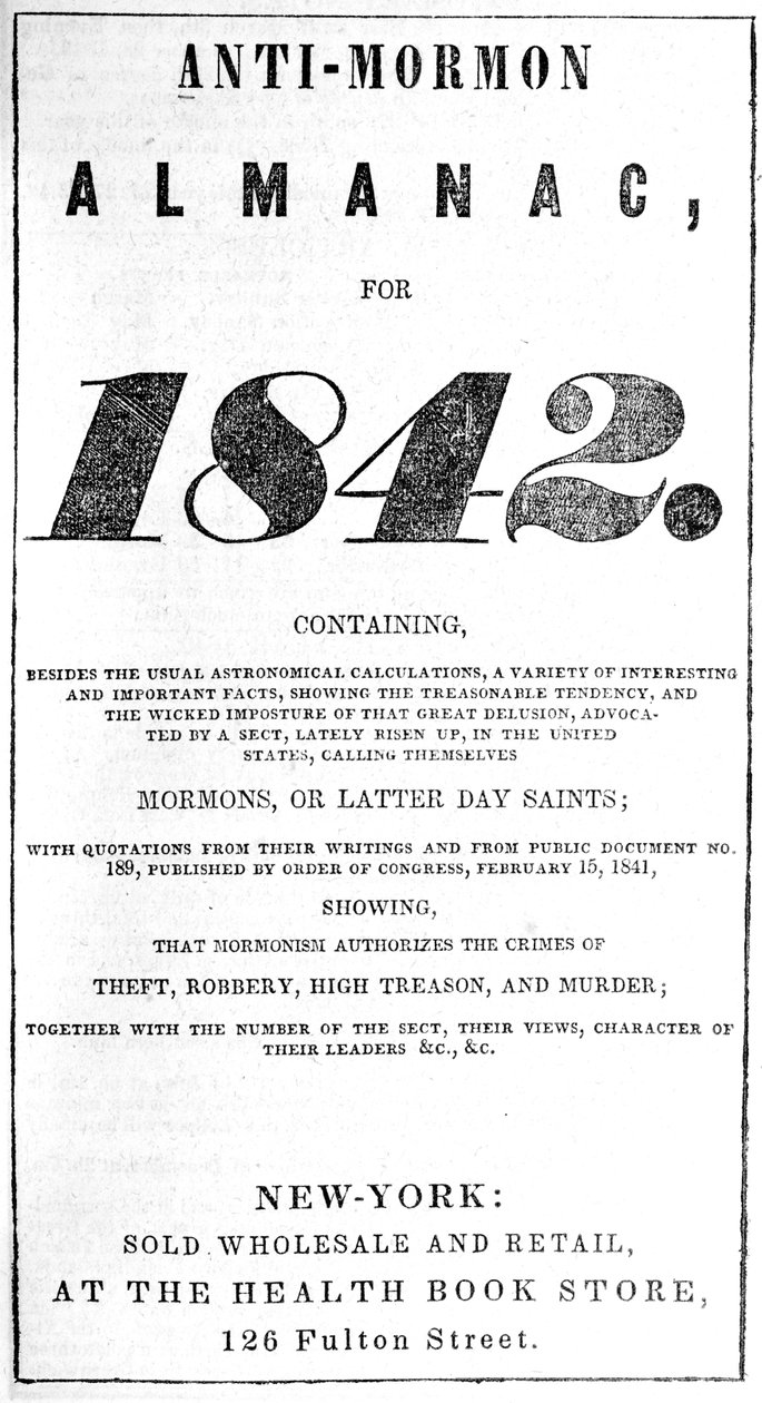 Página de rosto do Almanaque Anti-Mórmon para 1842 (impressão) de American School