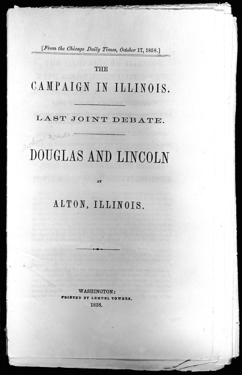 Titlepage to The Campaign in Illinois: Last Joint Debate, impresso em 1858 de American School