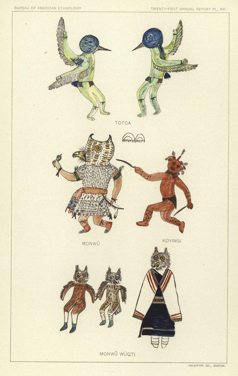 Totca, Monwu, Koyimsi, Monwu Wuqti (litografia a cores) de American School
