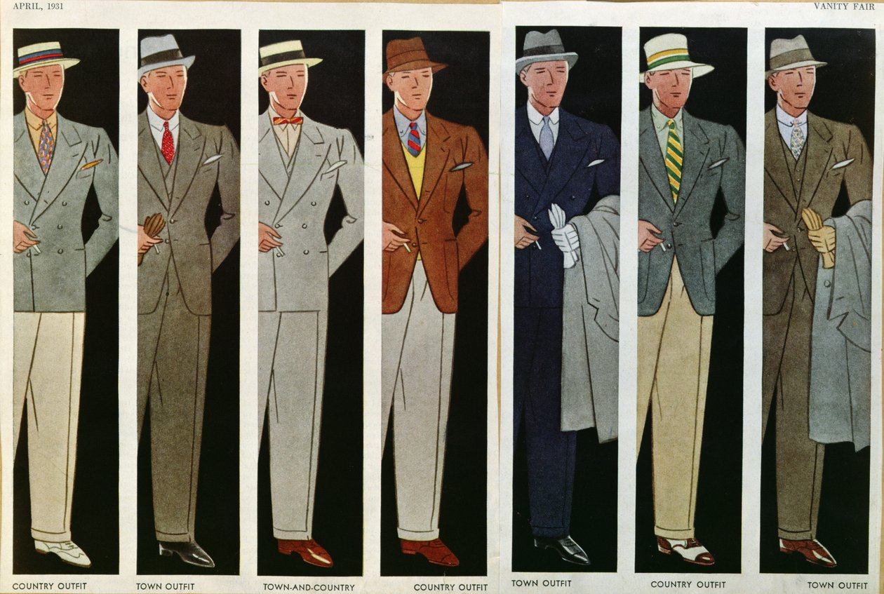 Town and Country Outfits, da Vanity Fair, em abril de 1931 de American School
