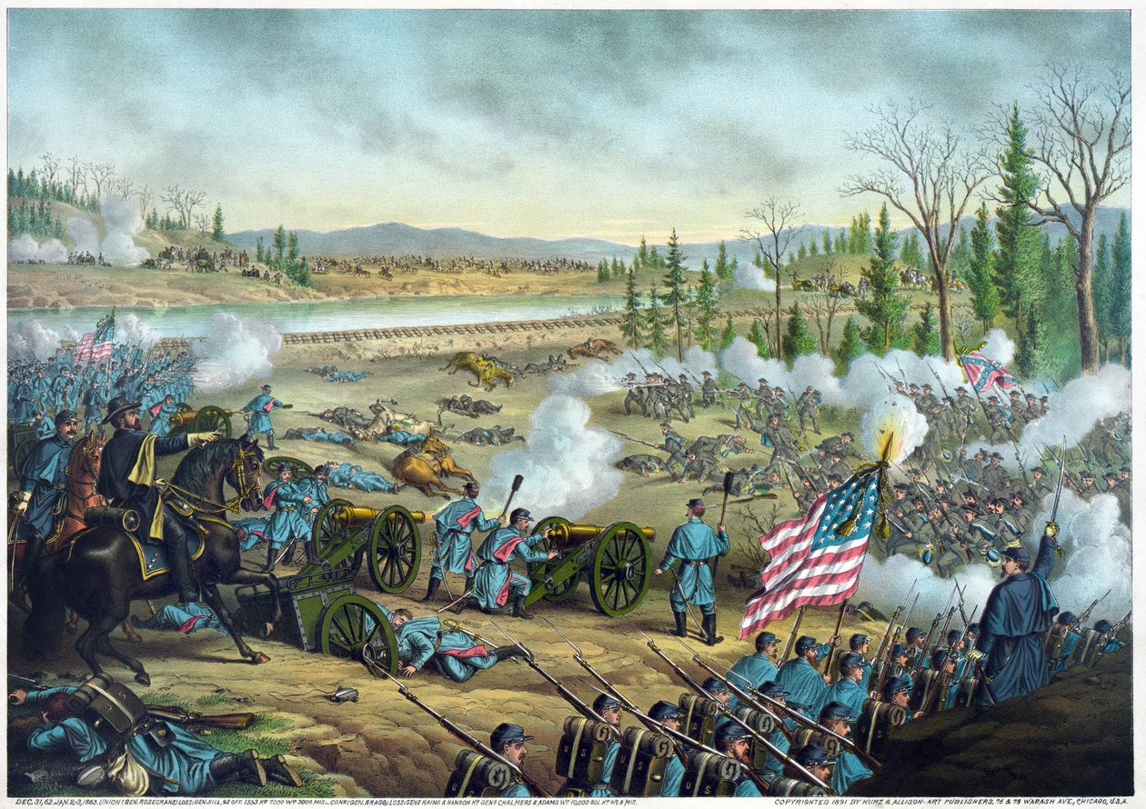 Guerra Civil dos EUA: Batalha de Stone River, ou 2ª Batalha de Murfreesboro, Tennessee, 31 de dezembro de American School