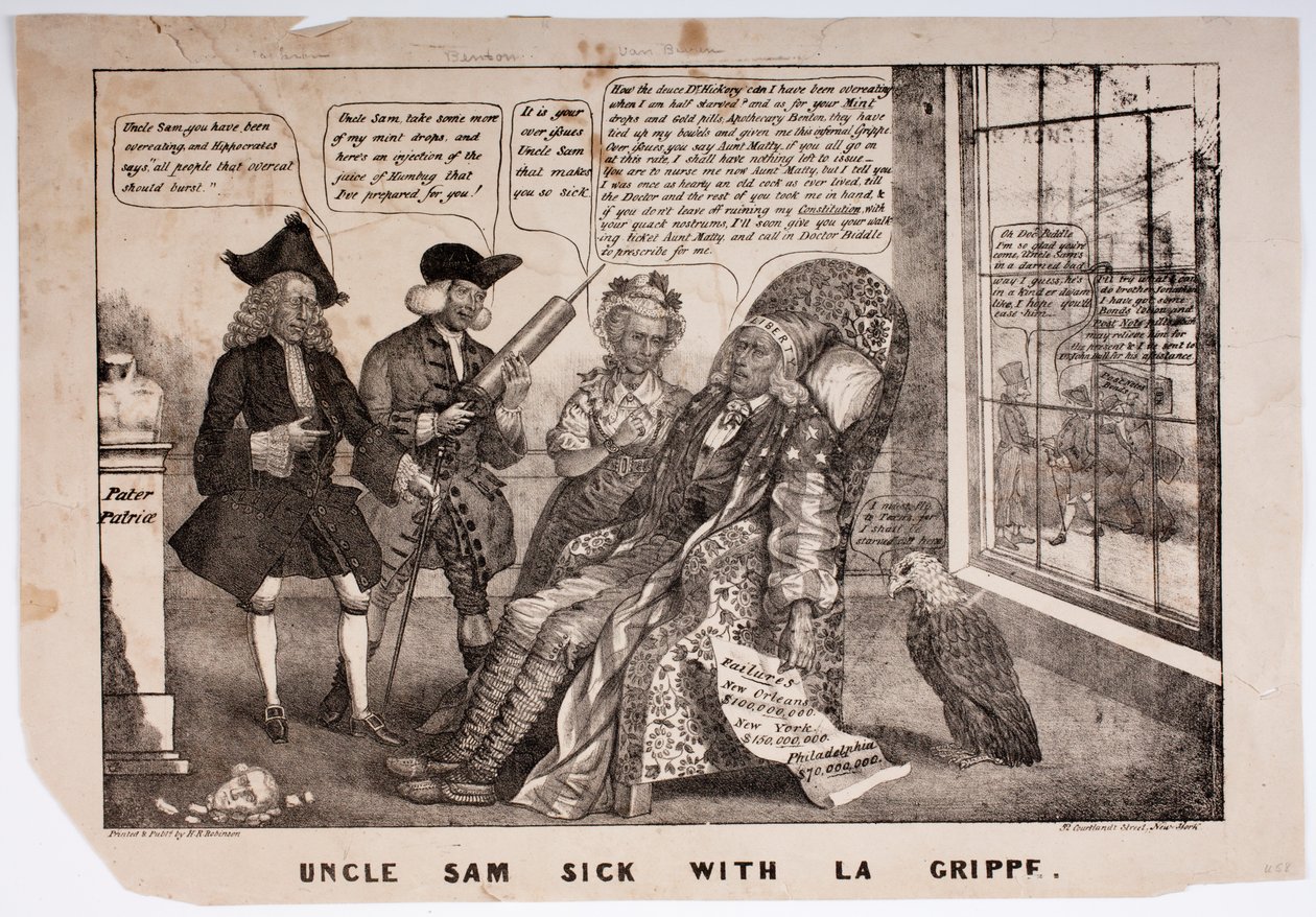 Tio Sam doente com La Grippe, 1837 de American School