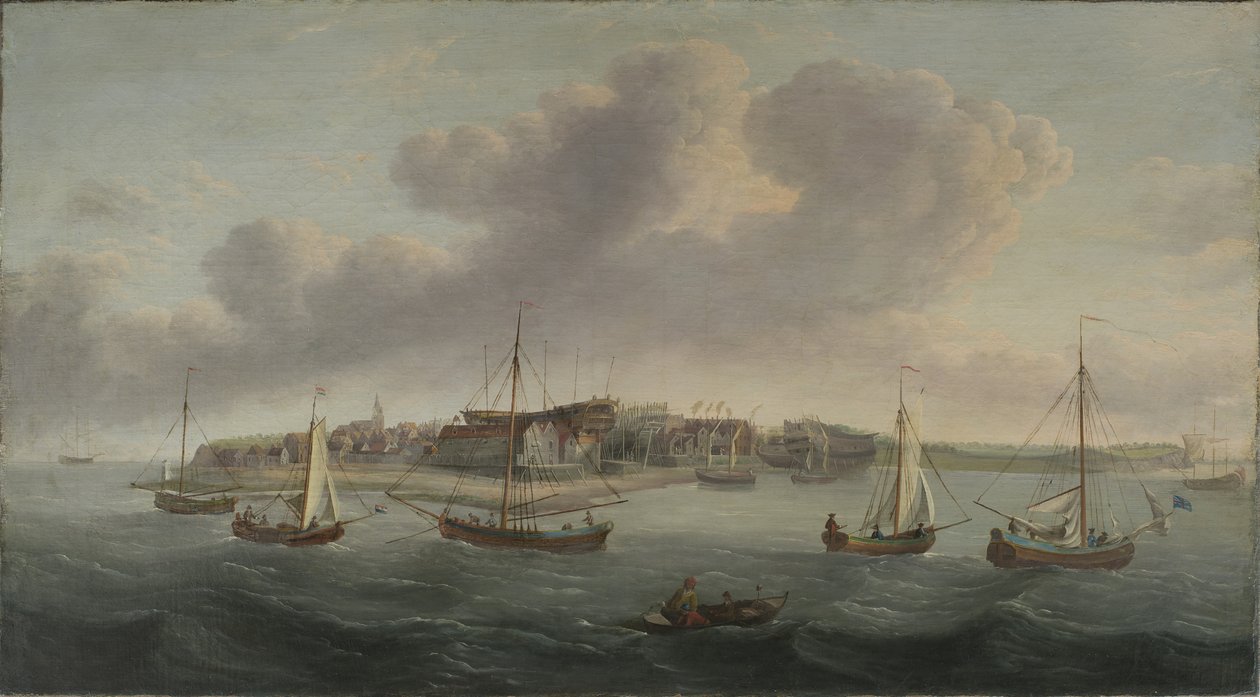 Vista de um porto, 1760 de American School