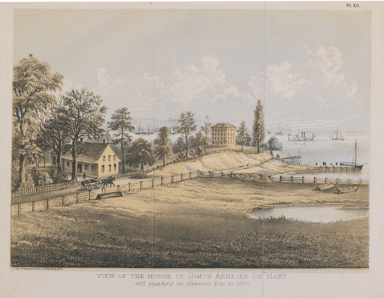 Vista da Casa de Simon Aertsen de Hart, 1867 (colo lito) de American School