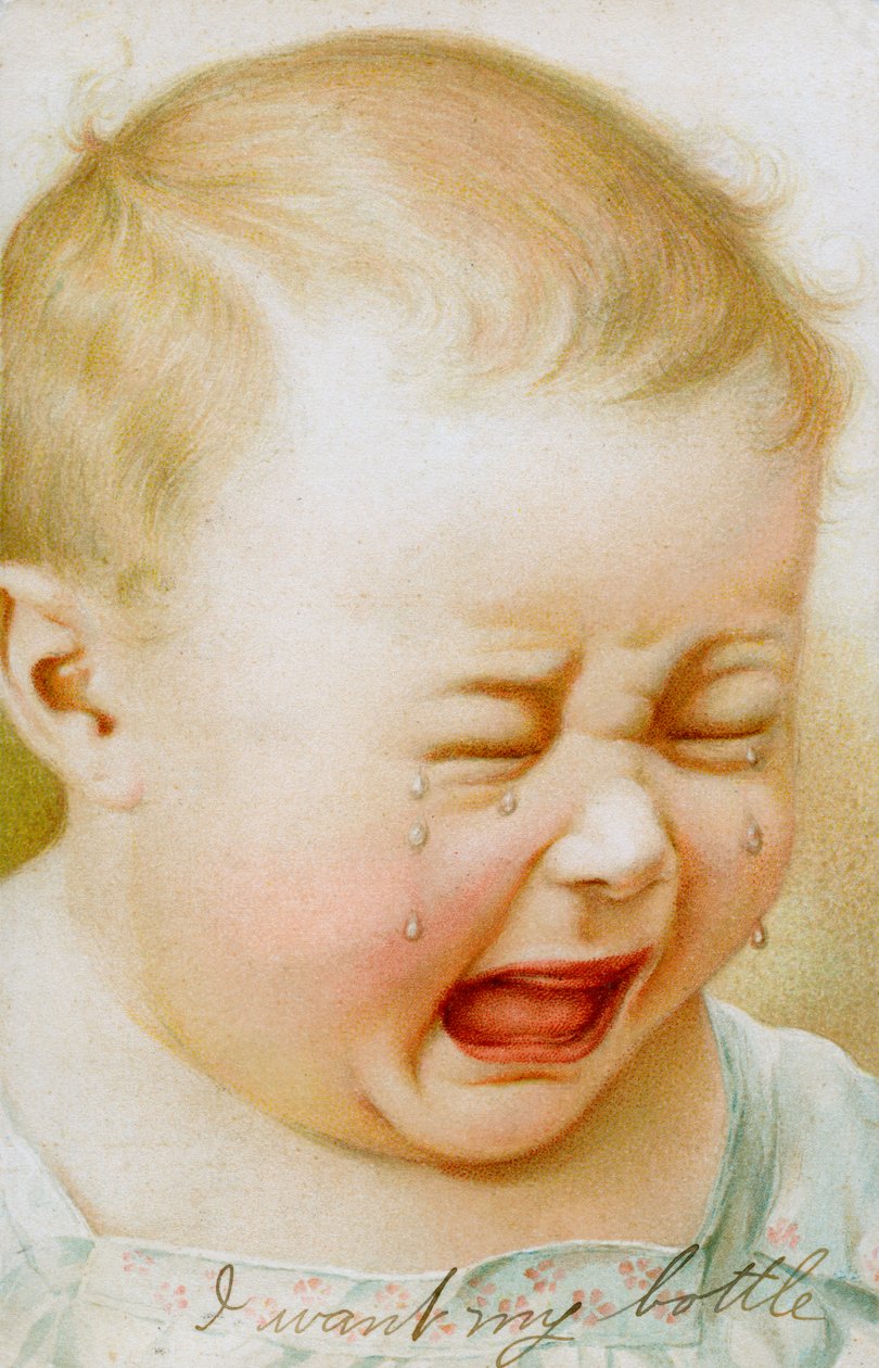 Gráfico vintage de um bebé a chorar de American School