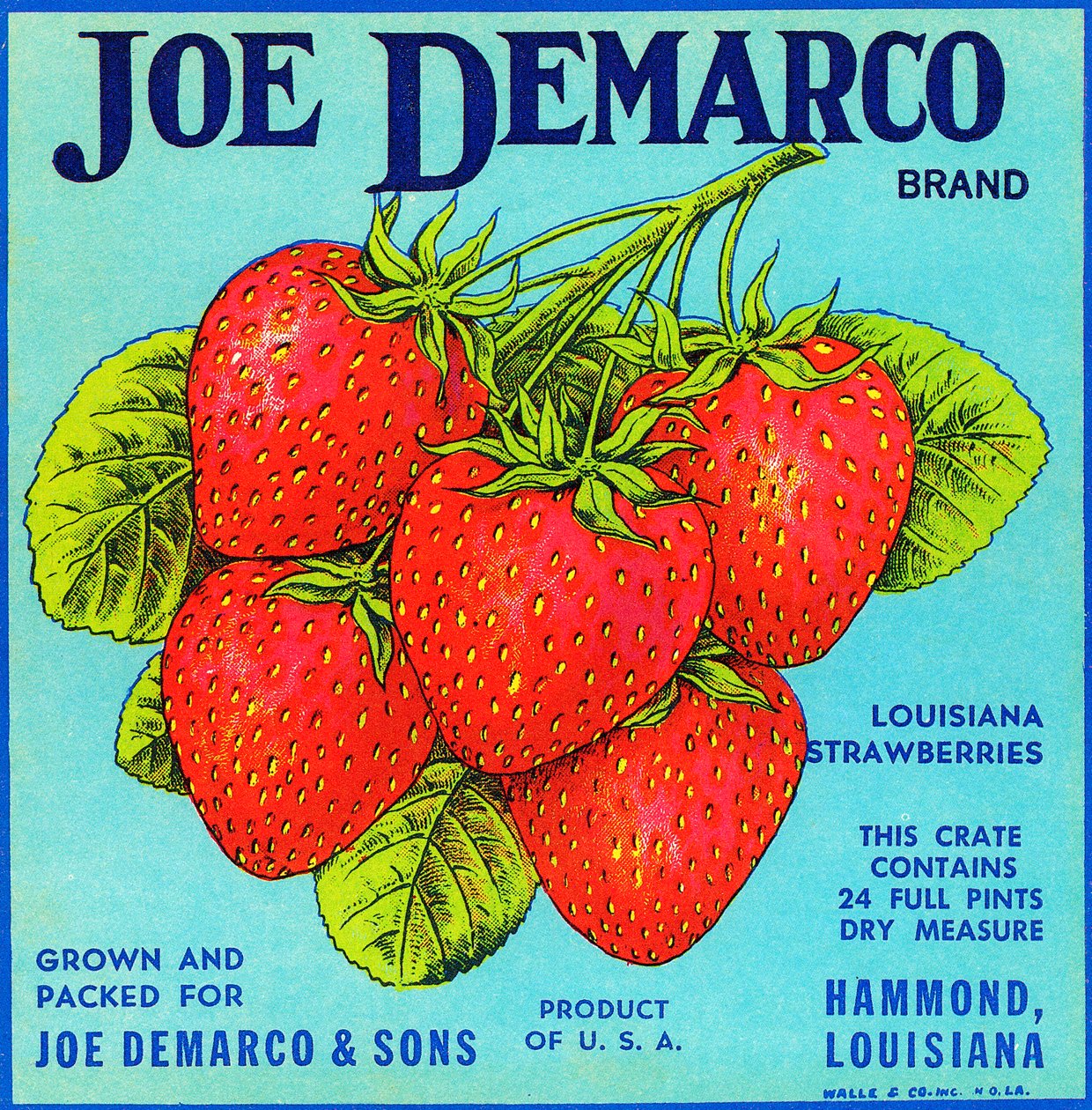 Rótulo de caixa de fruta de morangos vintage de American School
