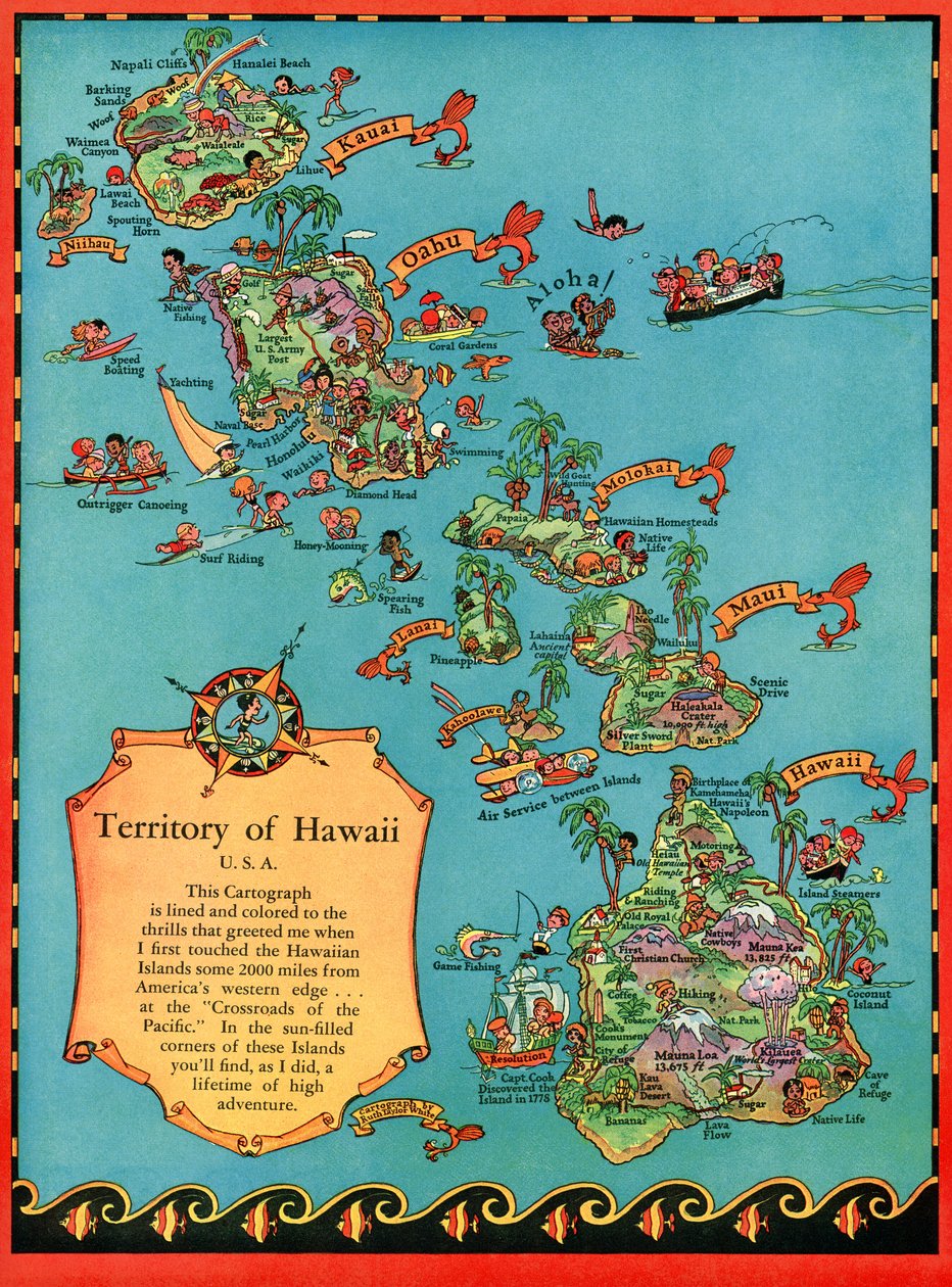 Mapa Turístico Vintage do Havai de American School