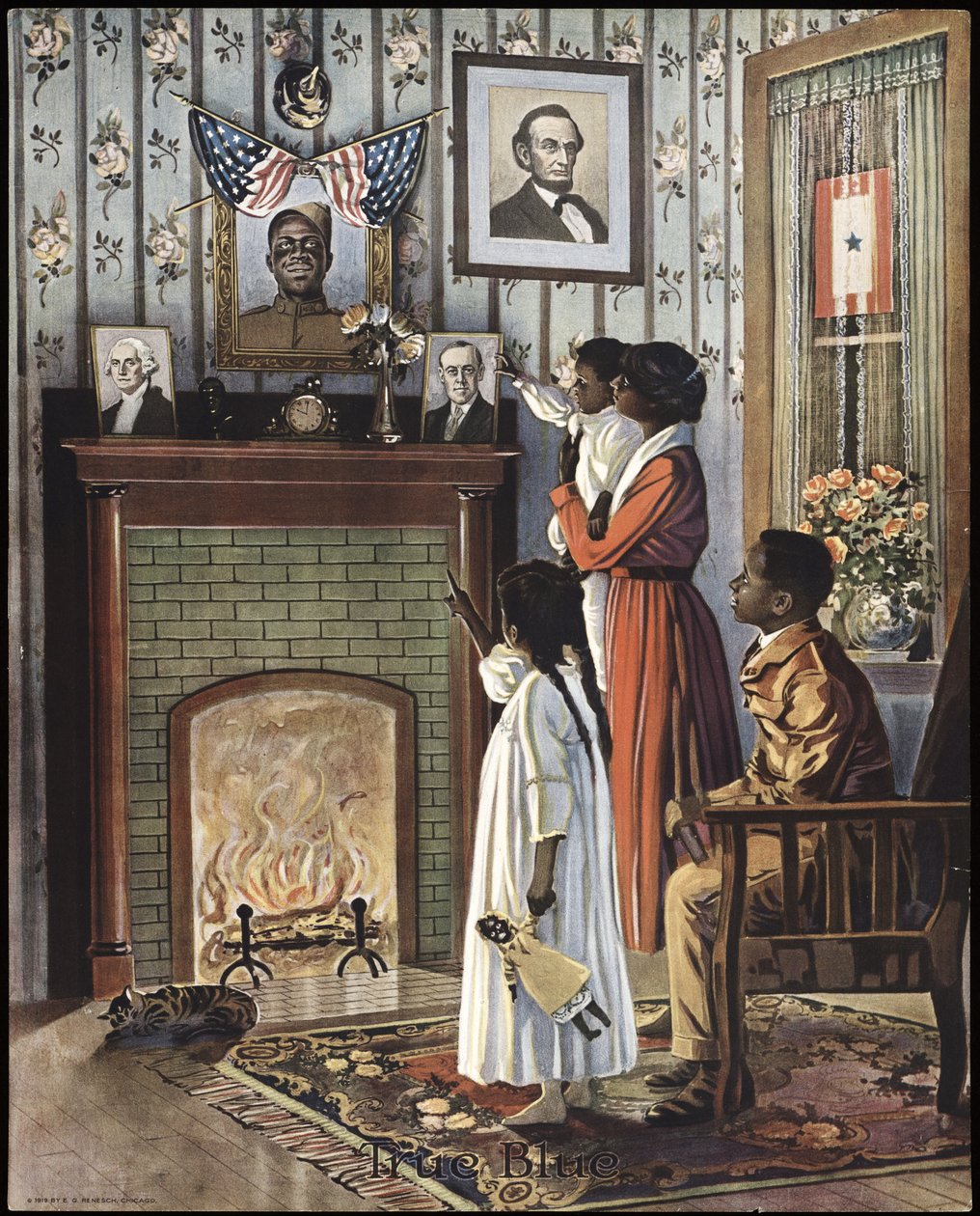 Cartaz da I Guerra Mundial "True Blue", pub. 1918 (litografia a cores) de American School