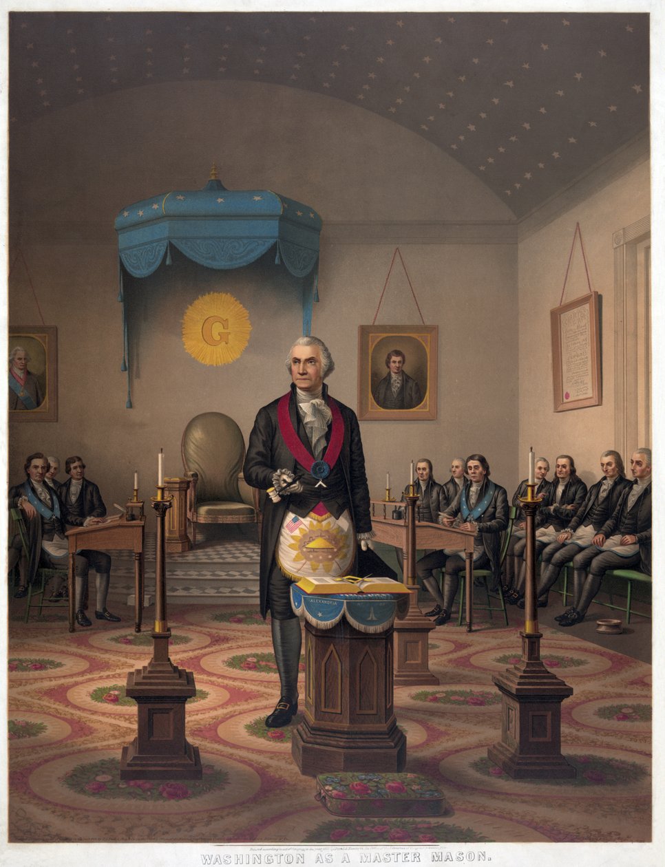 Washington como um mestre maçom, pub. 1870 de American School
