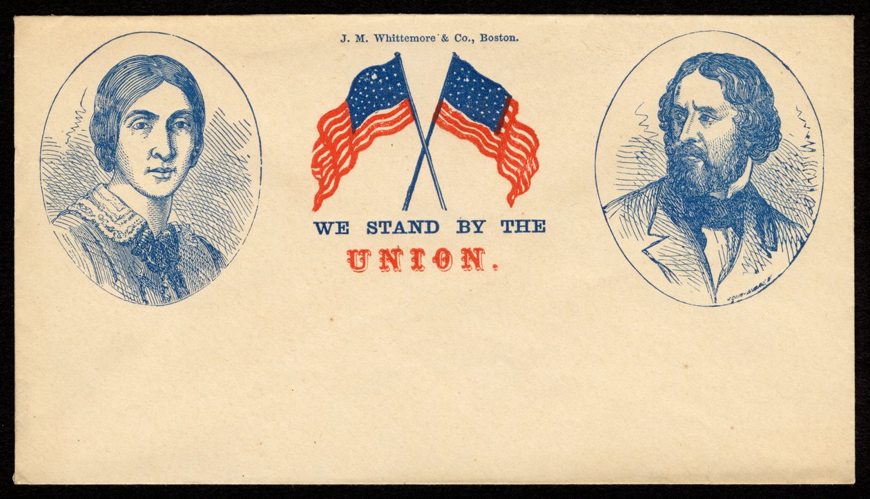 Cartão postal "Apoiamos a União", c.1861-65 de American School
