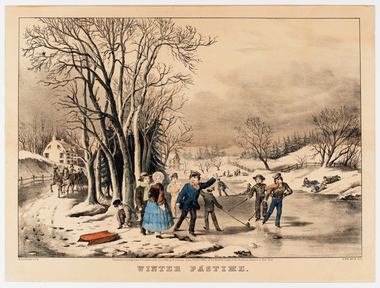 Passatempo de inverno, c.1800-10 (litografia a cores) de American School