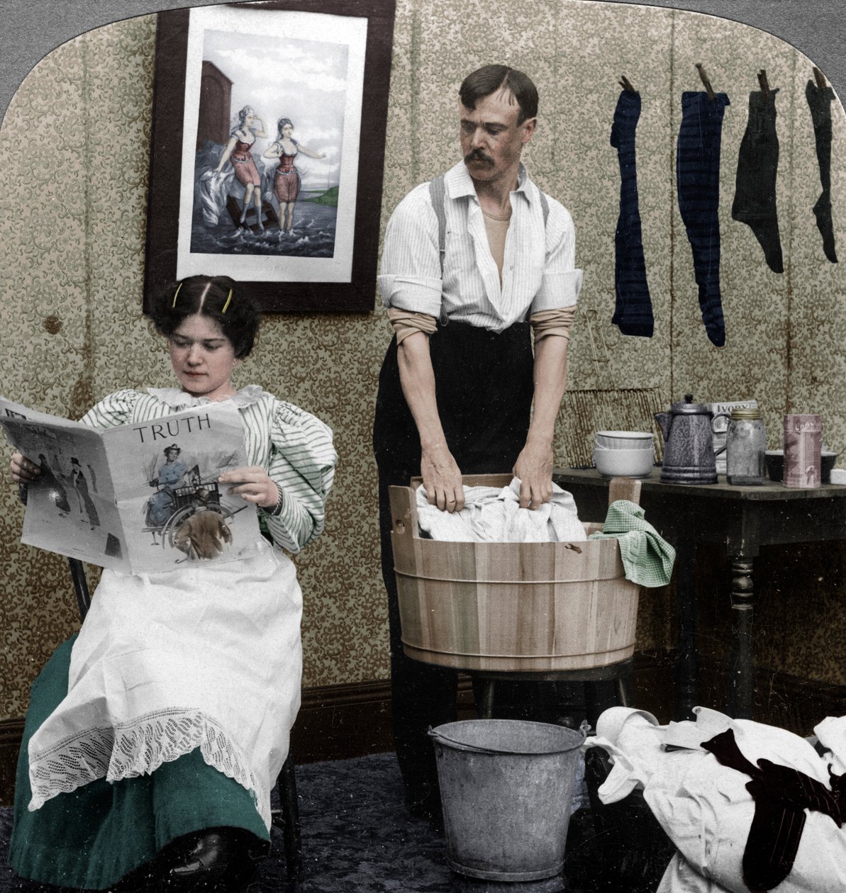 A nova mulher, dia da lavagem de American Stereoscopic Company