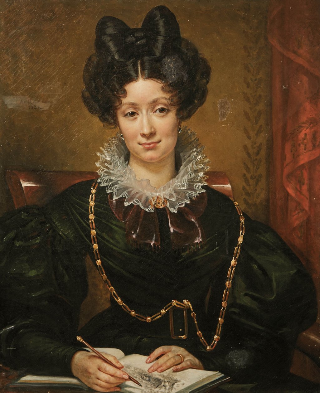 Francês:  La Jeune Dessinatrice Retrato de uma Jovem Artista de Amelie Legrand de Saint Aubin