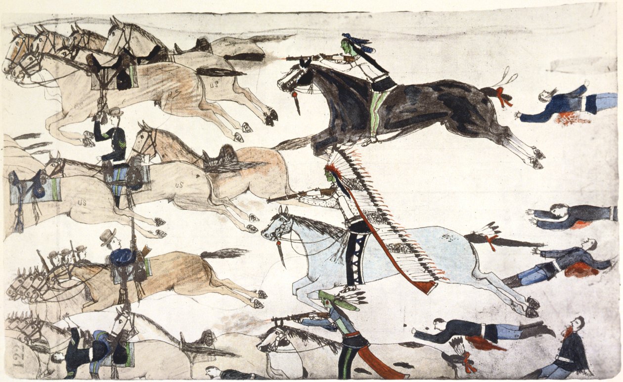 Batalha de Little Bighorn, Montana, EUA, 25-26 de junho de 1876 c1900 de Amos Bad Heart Buffalo