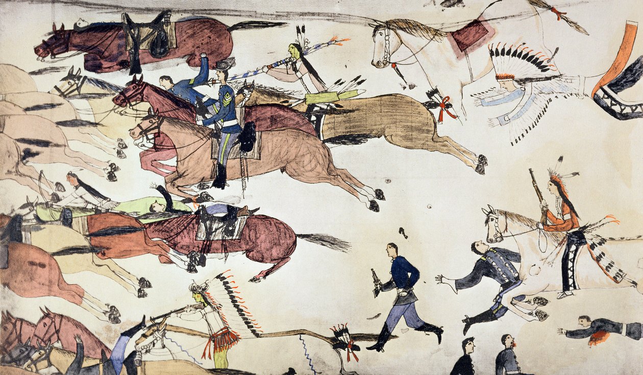Batalha de Little Bighorn, Montana, EUA, 25-26 de junho de 1876 c1900 de Amos Bad Heart Buffalo
