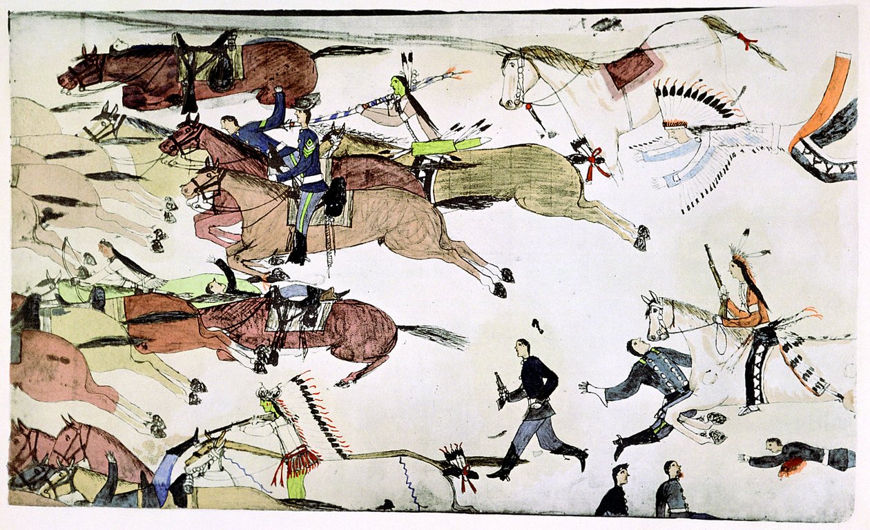 Batalha do Little Big Horn, Montana, EUA, 25-26 de junho de 1876, c1900 de Amos Bad Heart Buffalo