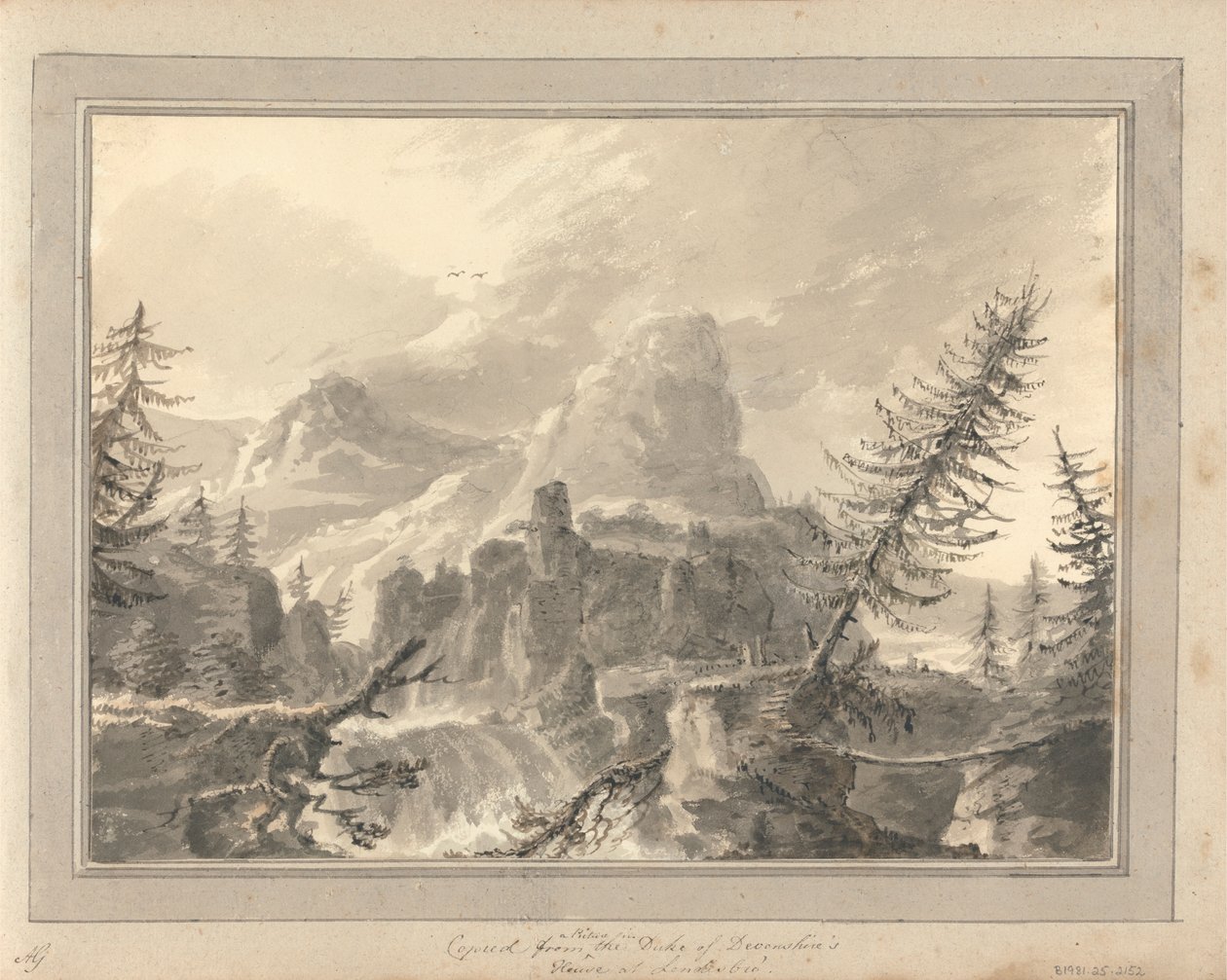 Vistas em Inglaterra, Escócia e País de Gales: Copiado de uma foto na Casa do Duque de Devonshire em Londesbro