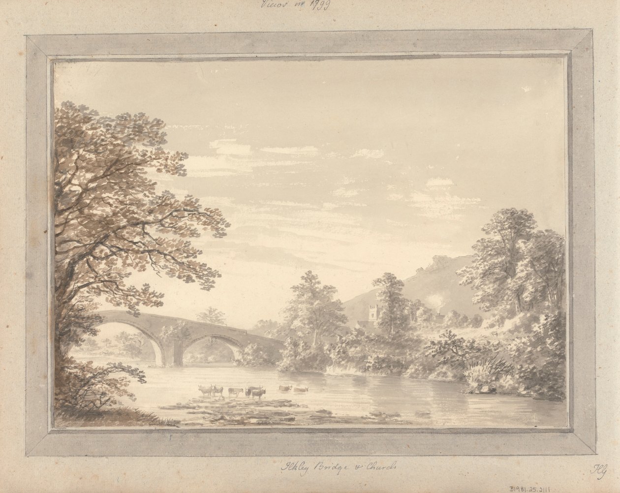 Vistas em Inglaterra, Escócia e País de Gales: Ponte e Igreja de Ilkley de Amos Green