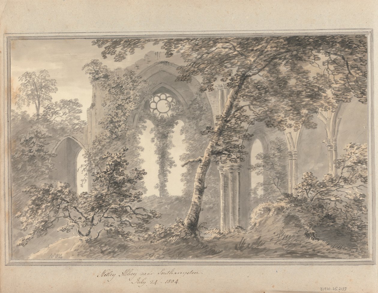 Vistas em Inglaterra, Escócia e País de Gales: Abadia de Netley perto de Southampton, 24 de Julho de 1804 de Amos Green