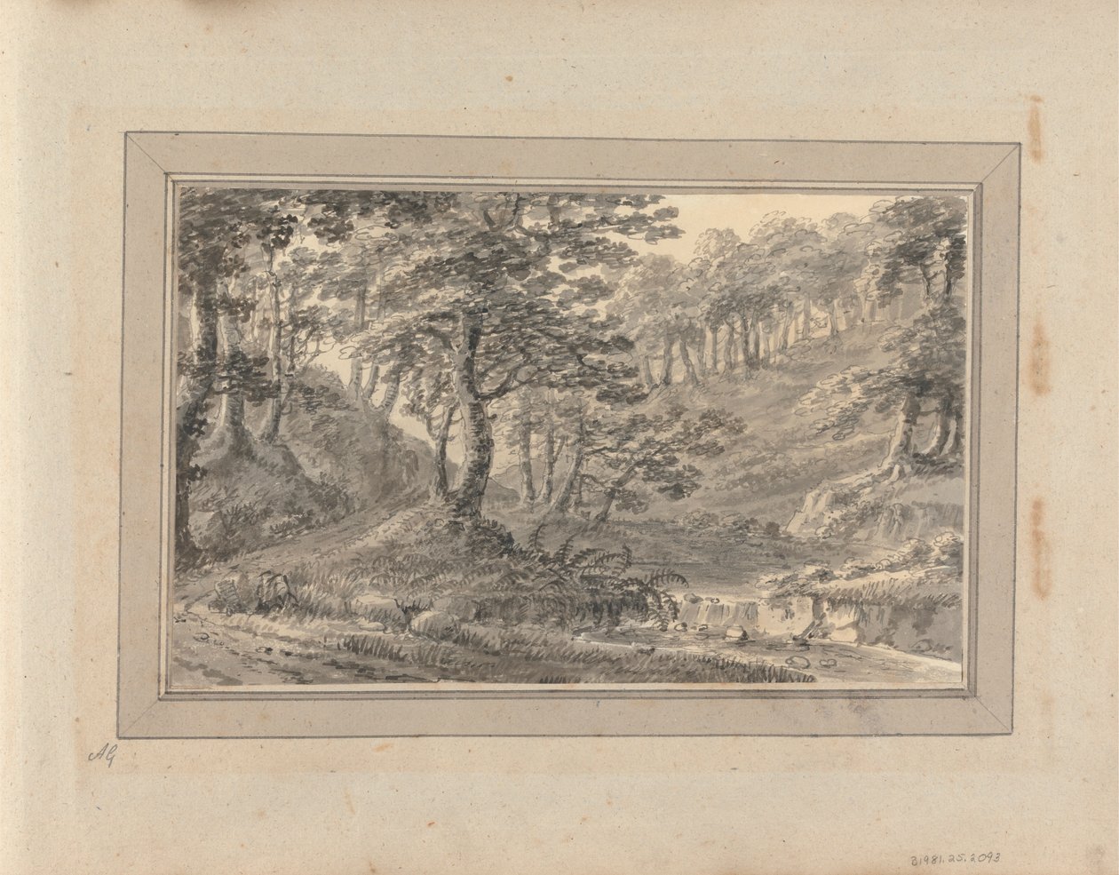 Vistas em Inglaterra, Escócia e País de Gales: Passeio na Escócia; Paisagem arborizada com riacho, perto de Syburn? de Amos Green