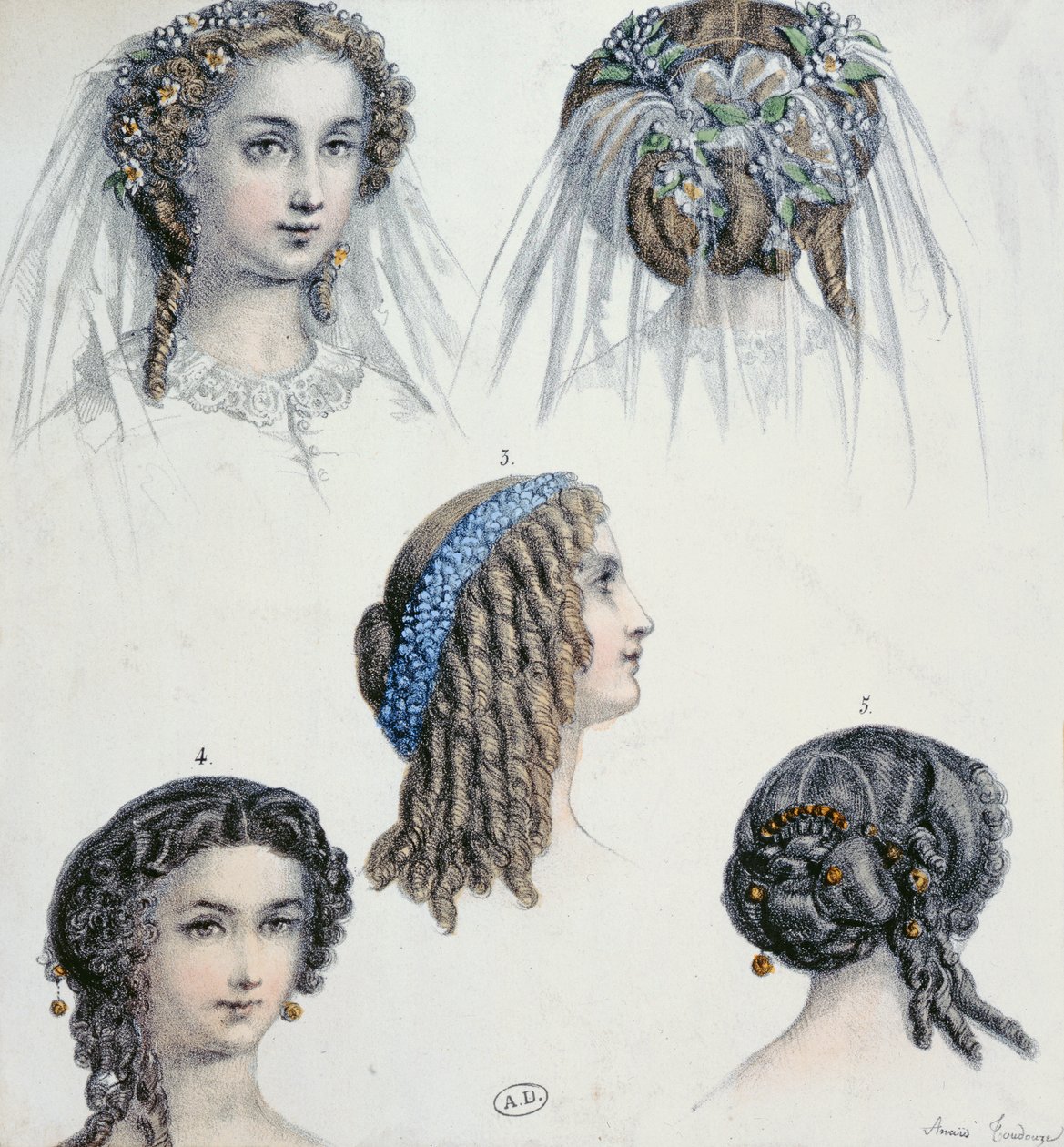 Penteado de uma noiva e outros, c.1853 de Anais Toudouze