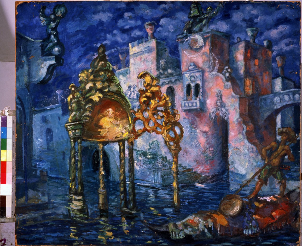 Venise, decor pour la peça la Locandiera de Carlo Goldoni (1707-1793) (Veneza, desenho de palco para a peça La Locandiera de C. Goldoni). Peinture d
