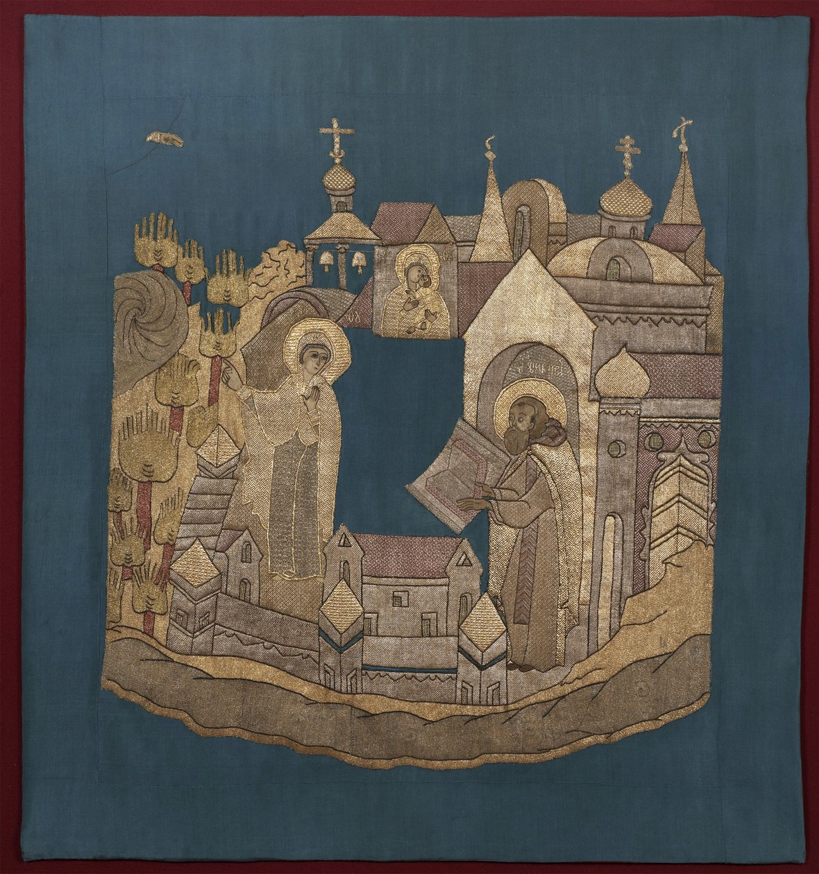 Aparição da Mãe de Deus a São Cirilo de Belozersk no Mosteiro de Simonov Podea, 16201635 de Ancient Russian Art