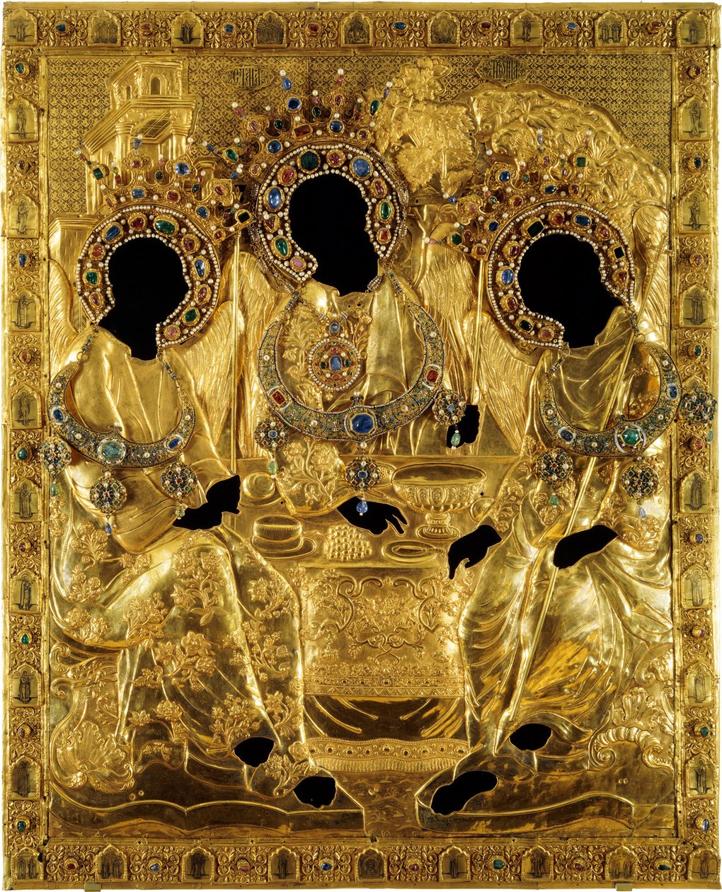 Capa de Oklad para o ícone da Santíssima Trindade por Andrei Rublev, 1600-1625 de Ancient Russian Art